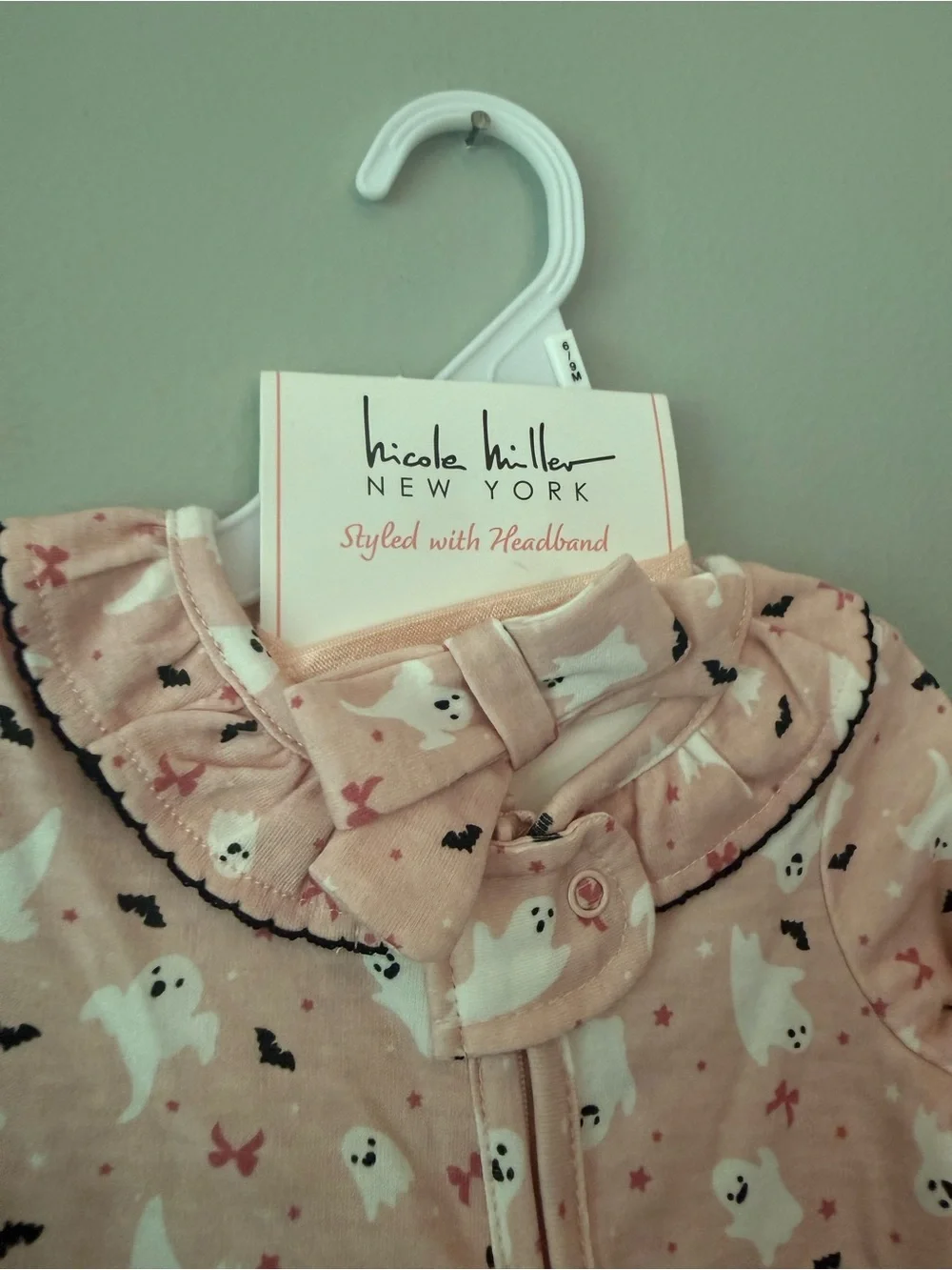 Pink Ghost-Print Fleece One-Piece for baby